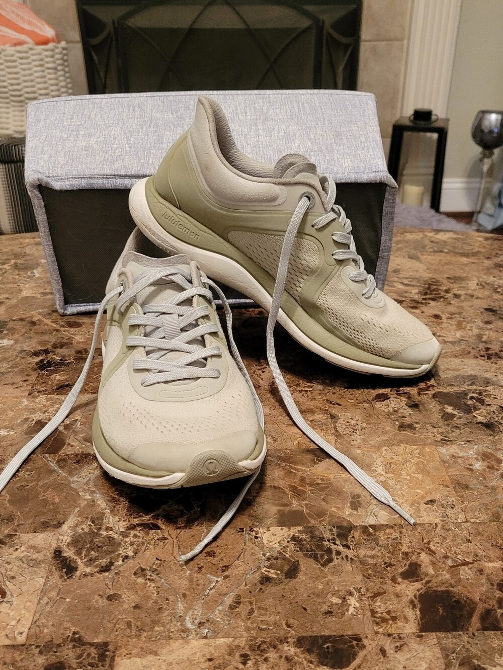 lululemon athletica Women's Light Gray and Sage Athletic Shoes